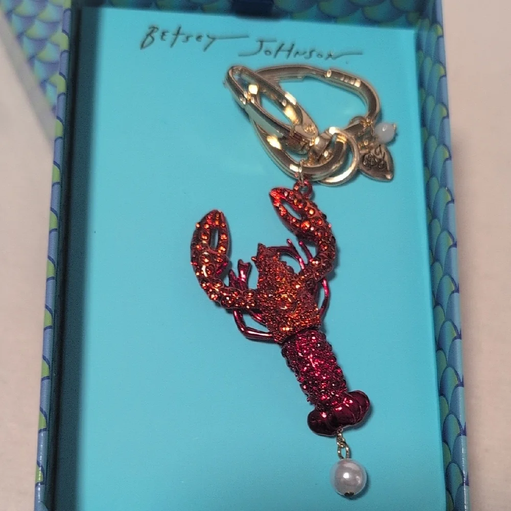 Betsey Johnson Sparkling Red Lobster Keychain/Bag Charm